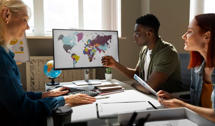 Équipe étudiant des marchés à l’export